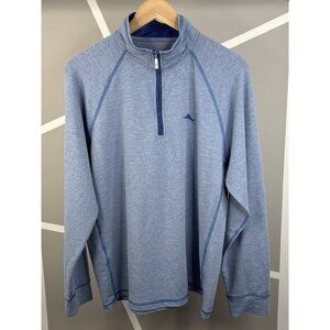 Tommy Bahama Light ¼ Zip Pullover Men’s Medium Blue Raglan Stretch